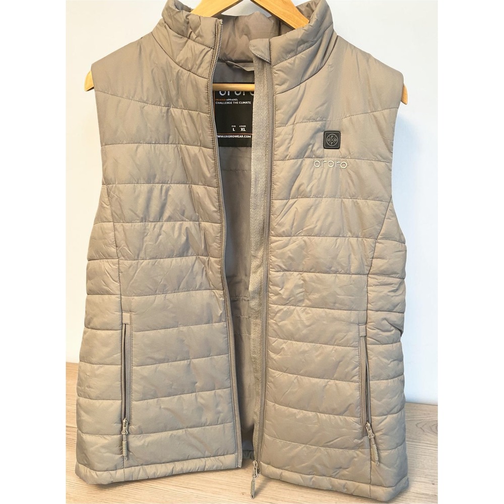Ororo Heated Quilted Gray Electric Warming Vest w/ Battery Pack UNISEX M or L